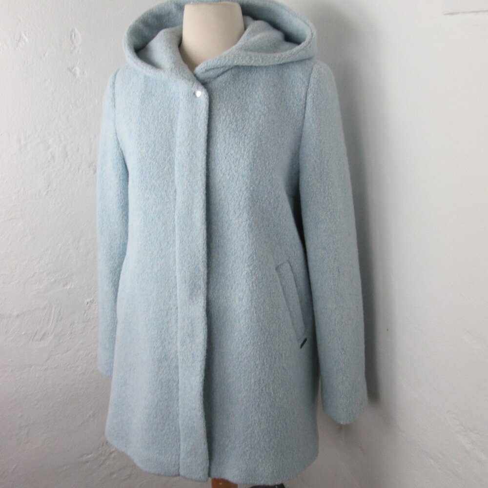 Saint James Depuis 1889 France Blue Boiled Wool-Blend Hooded Jacket Women's 8